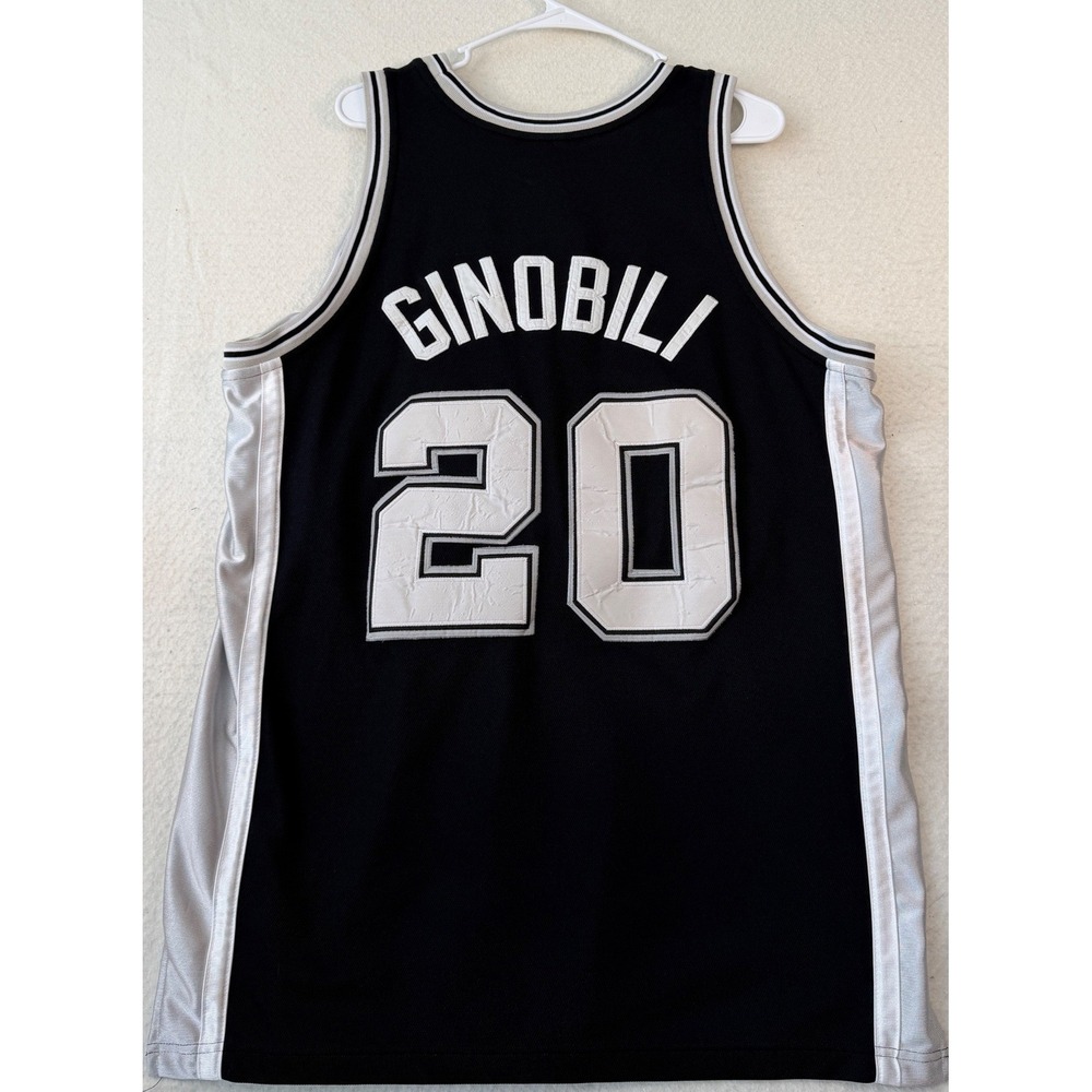 Nike NBA San Antonio Spurs Manu Ginobili 20 Jersey Black Silver Mens XL 48